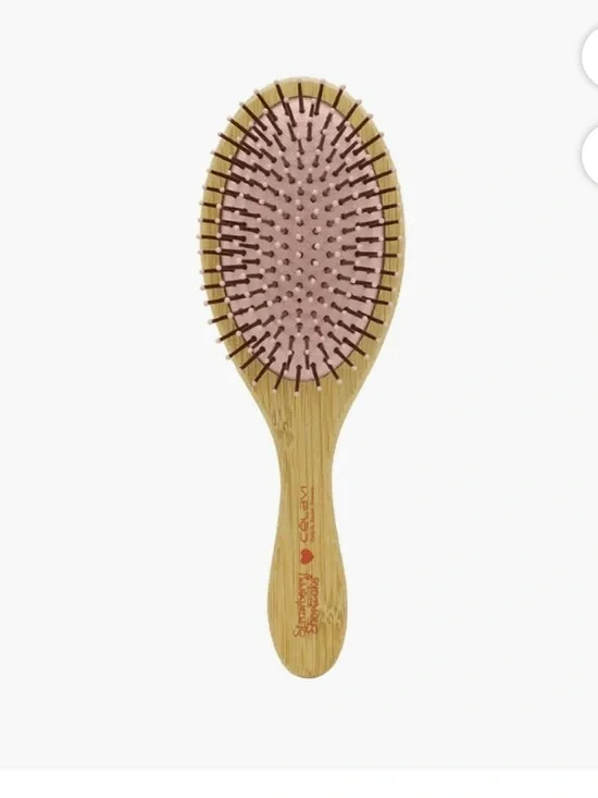 Bamboo Paddle Hair Brush with Pink Cushion - Picture 2 of 5